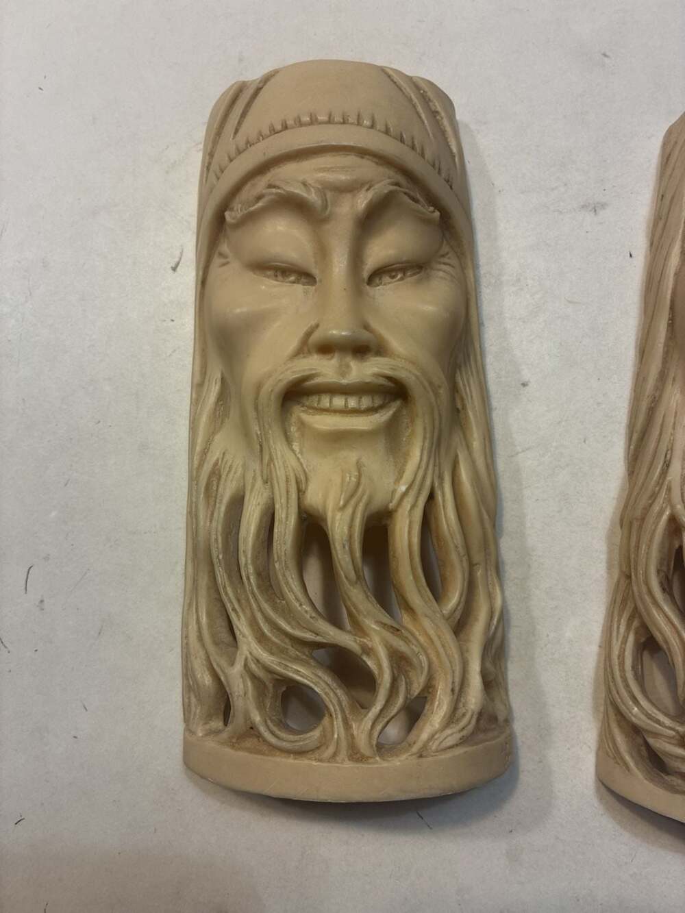 Lot of 2 VTG Asian Wise Man Resin Figurine Statues Signed Decor